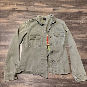 Olive Green Embroidered Womens Jacket